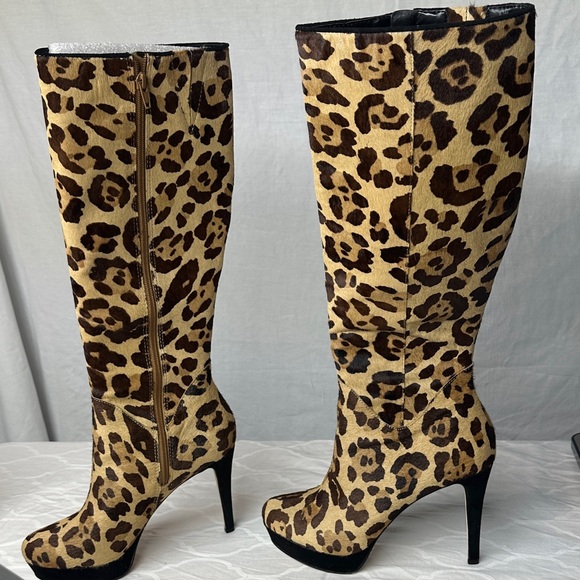 Antonio Melani Leopard Print Knee-High Boots Size 8.5 - Picture 14 of 17